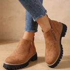 Damen-Stiefeletten mit Reißverschluss und Profilsohle
