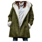 Warmer Damen-Wintermantel mit Teddyfutter und Kapuze