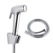 Handbrause für das WC mit flexiblem Metallschlauch und Wandhalterung in Chromoptik