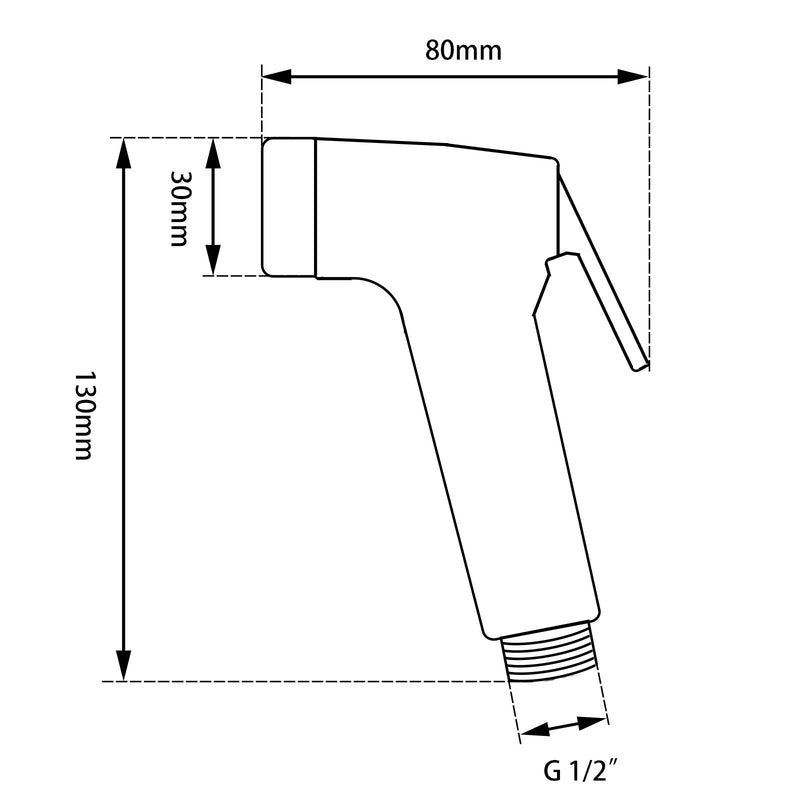 Handbrause für das WC mit flexiblem Metallschlauch und Wandhalterung in Chromoptik