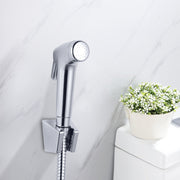 Handbrause für das WC mit flexiblem Metallschlauch und Wandhalterung in Chromoptik