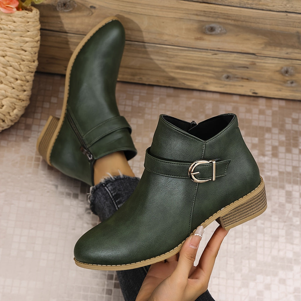 Damen-Stiefeletten mit goldfarbener Schnalle