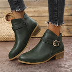 Damen-Stiefeletten mit goldfarbener Schnalle