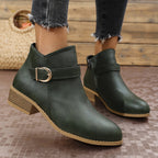 Damen-Stiefeletten mit goldfarbener Schnalle