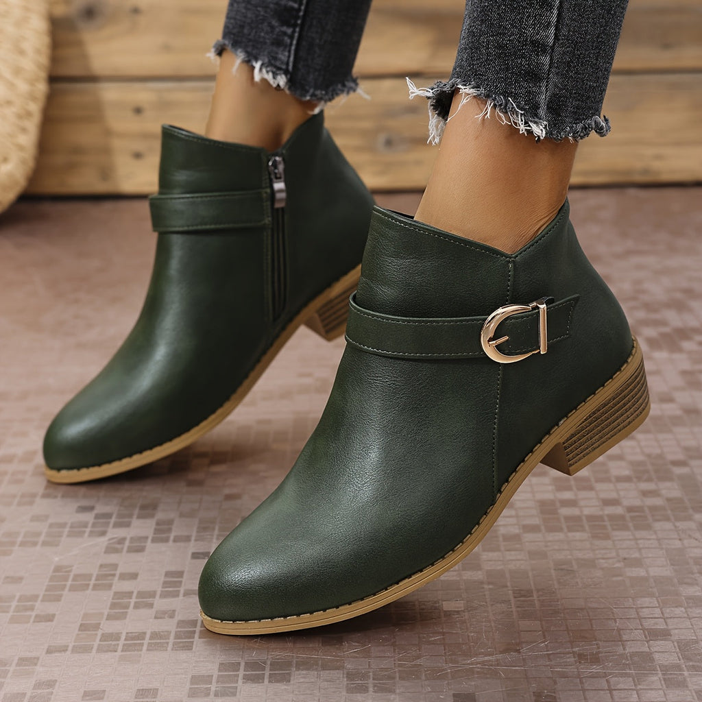 Damen-Stiefeletten mit goldfarbener Schnalle