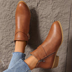 Damen-Stiefeletten mit goldfarbener Schnalle