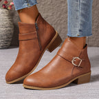 Damen-Stiefeletten mit goldfarbener Schnalle