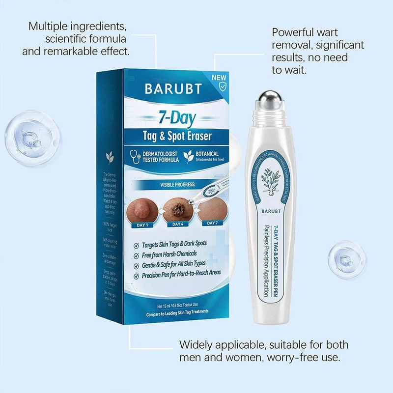Weißer Hautpflege-Stift mit Metallkugel und bedruckter Verpackung