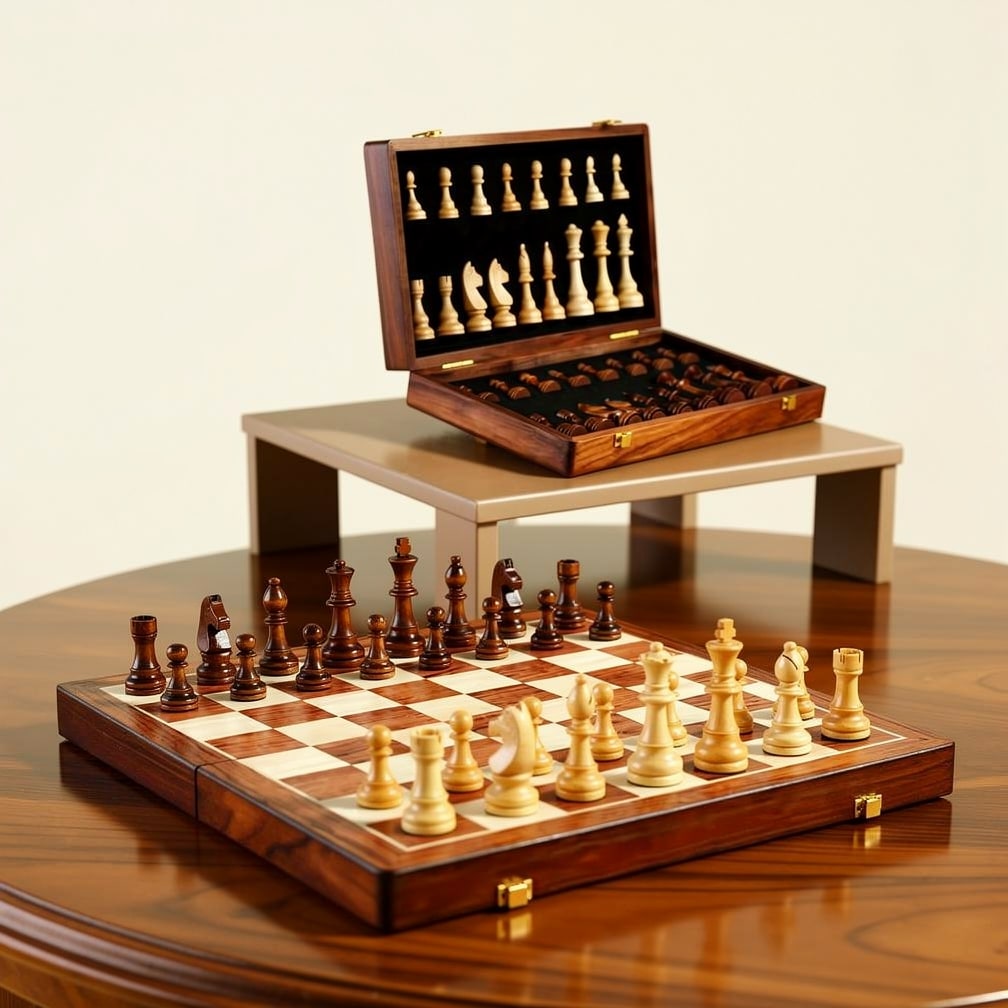 Klappbares Schachspiel aus Holz