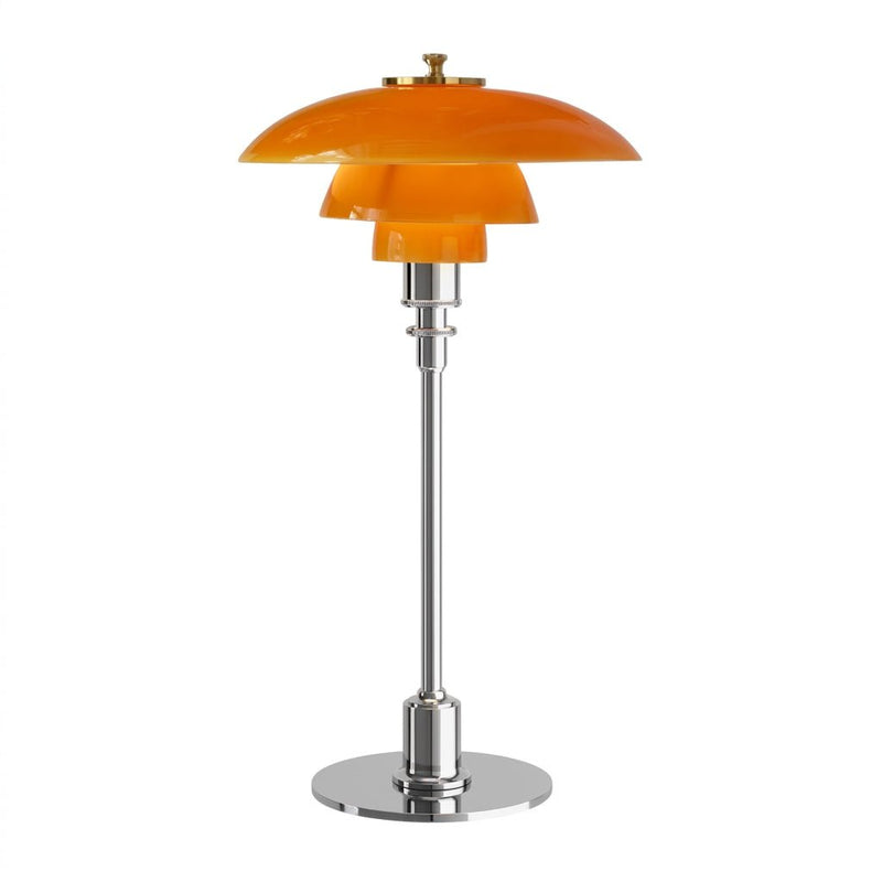 LED-Tischlampe mit mehrstufigem Schirm und schlankem Fuß