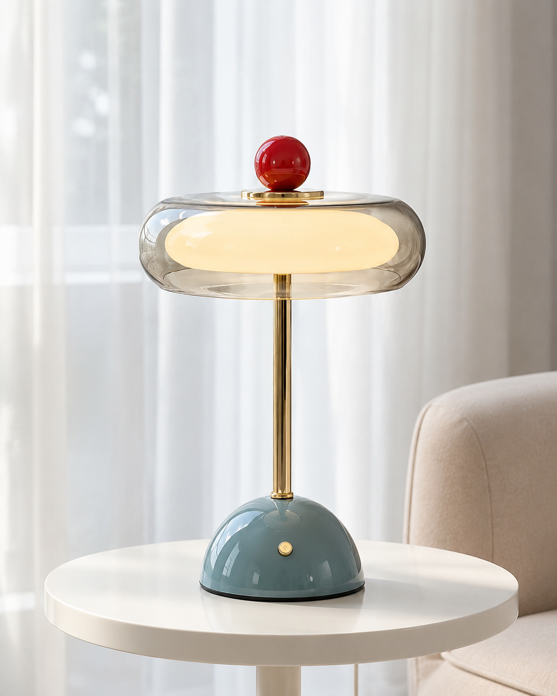 Kabellose Glas-Tischlampe im Retro-Stil