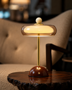 Kabellose Glas-Tischlampe im Retro-Stil