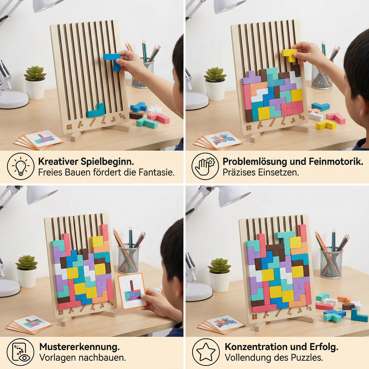 Holz-Legespiel mit bunten Formen