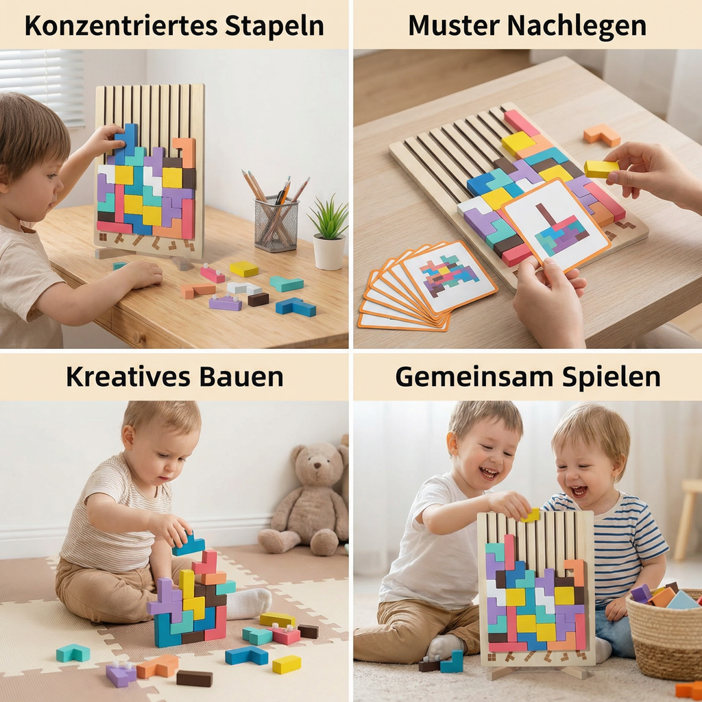 Holz-Legespiel mit bunten Formen