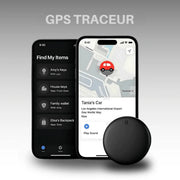 Runder GPS-Tracker in Weiß und Schwarz mit schlichter Oberfläche