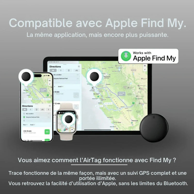 Runder GPS-Tracker in Weiß und Schwarz mit schlichter Oberfläche
