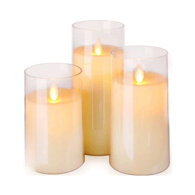 Flammenlose LED-Kerzen im Glas mit Fernbedienung