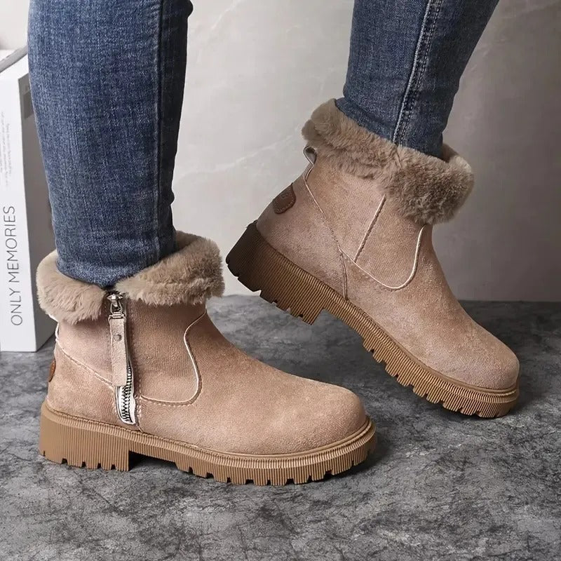 Gefütterte Damen-Stiefeletten mit kräftiger Profilsohle
