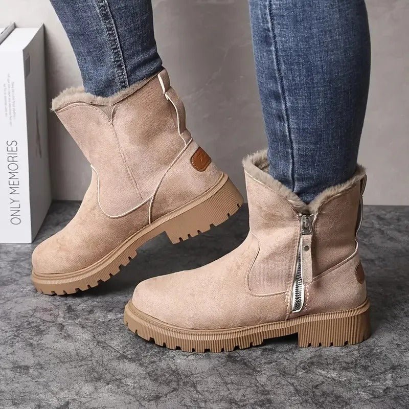 Gefütterte Damen-Stiefeletten mit kräftiger Profilsohle