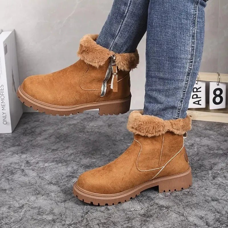 Gefütterte Damen-Stiefeletten mit kräftiger Profilsohle