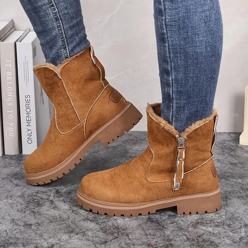 Gefütterte Damen-Stiefeletten mit kräftiger Profilsohle