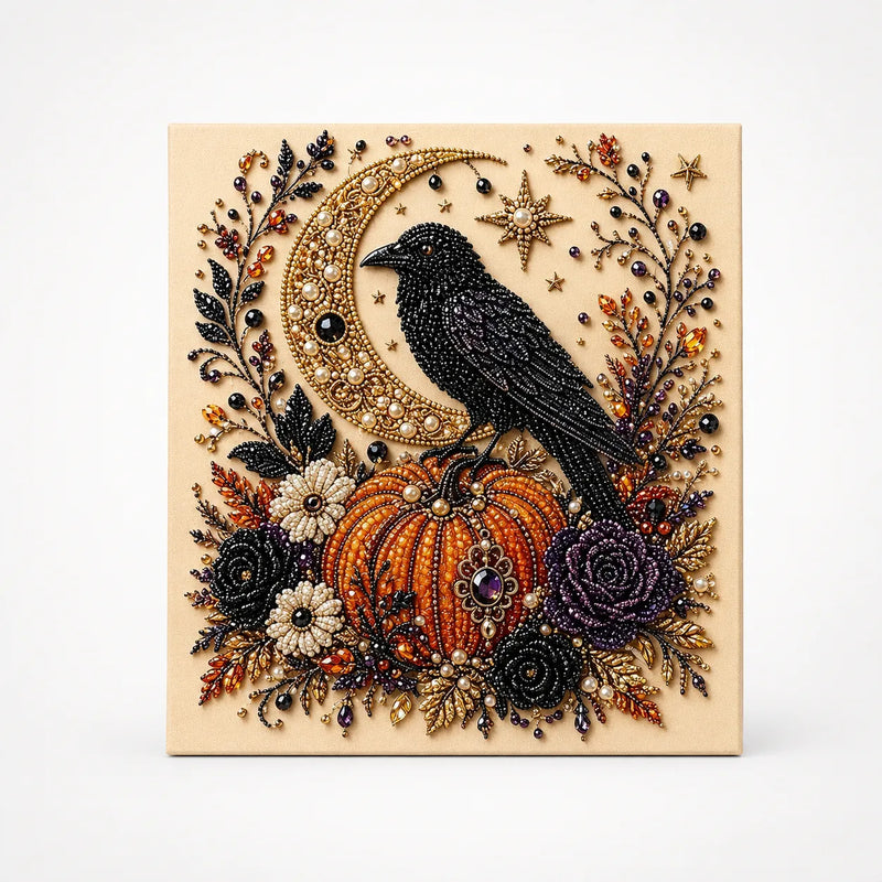 Halloween-Perlen-Bastelset mit Geistern, Kürbissen, Katzen und dekorativer Bildtafel