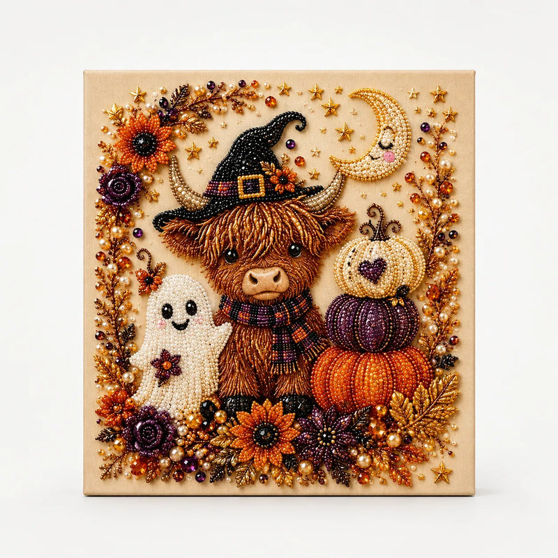 Halloween-Perlen-Bastelset mit Geistern, Kürbissen, Katzen und dekorativer Bildtafel