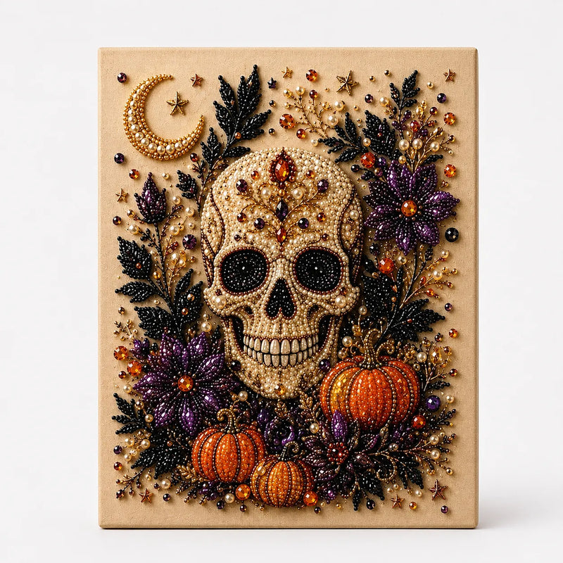 Halloween-Perlen-Bastelset mit Geistern, Kürbissen, Katzen und dekorativer Bildtafel