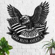 Dekoratives Metall-Wandschild mit Adler, Flagge und Schriftzug