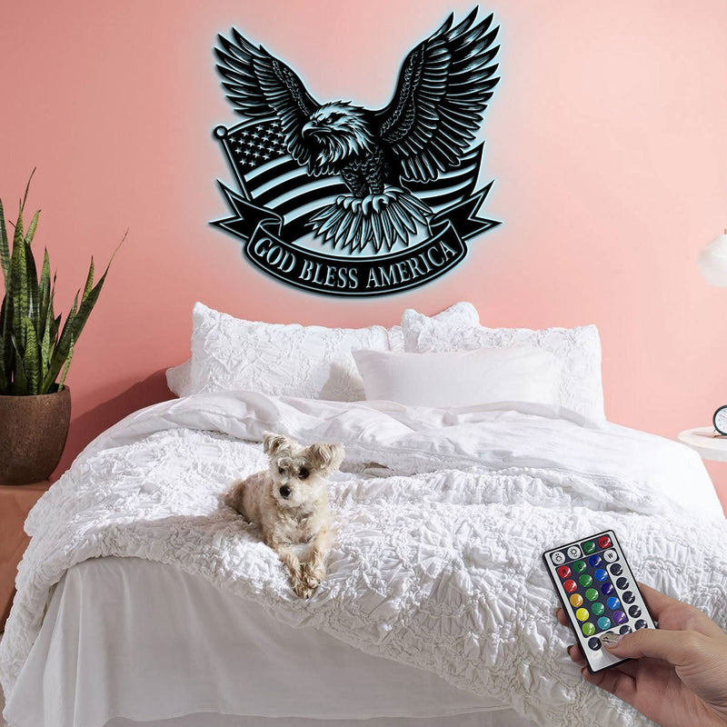 Dekoratives Metall-Wandschild mit Adler, Flagge und Schriftzug