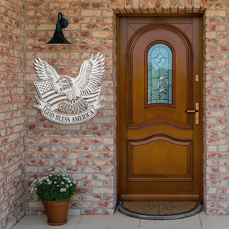 Dekoratives Metall-Wandschild mit Adler, Flagge und Schriftzug