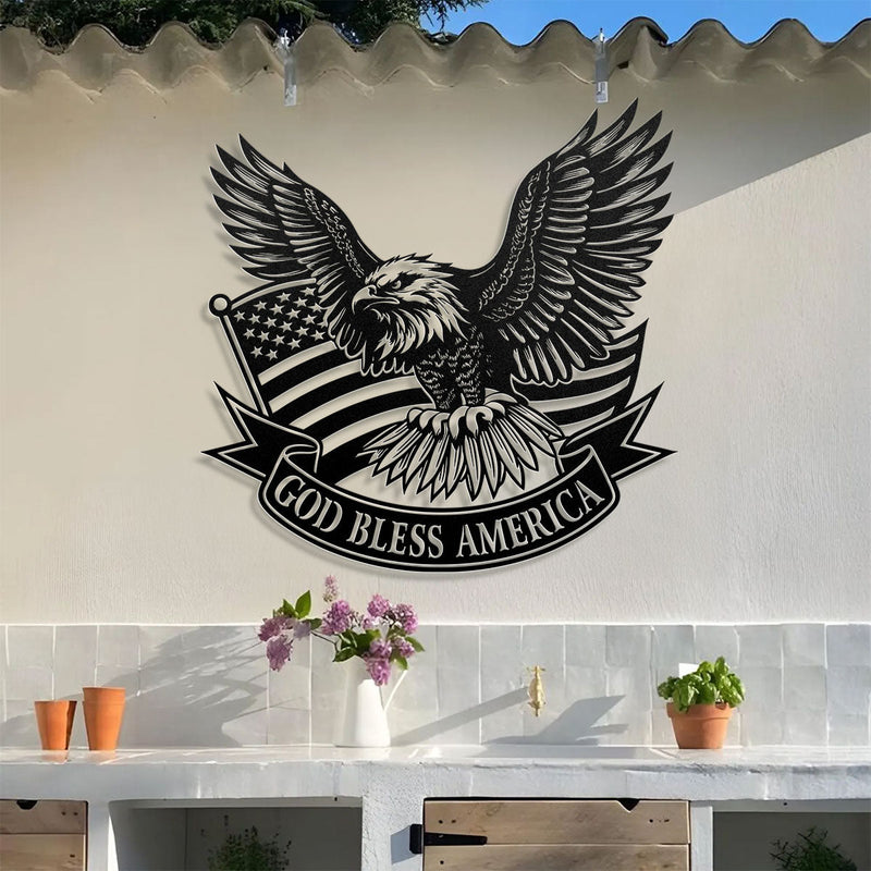 Dekoratives Metall-Wandschild mit Adler, Flagge und Schriftzug