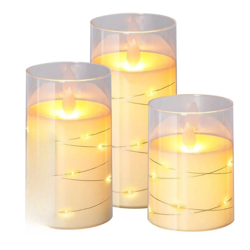 Flammenlose LED-Kerzen im Glas mit Fernbedienung