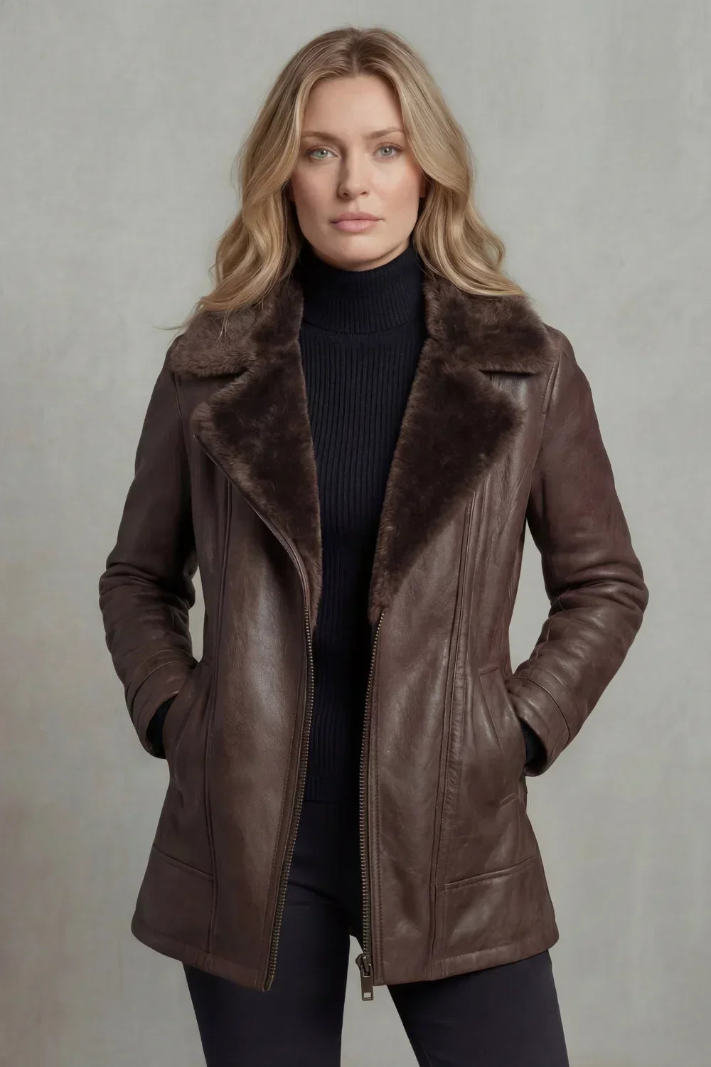 Damen-Fliegerjacke in Leder-Optik