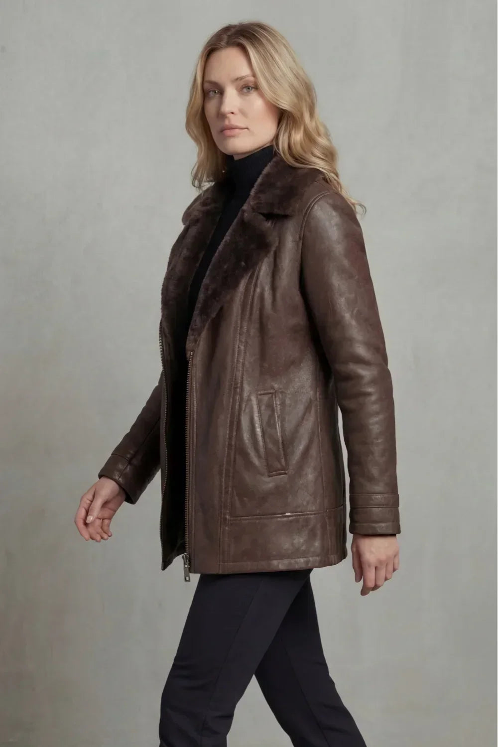 Damen-Fliegerjacke in Leder-Optik