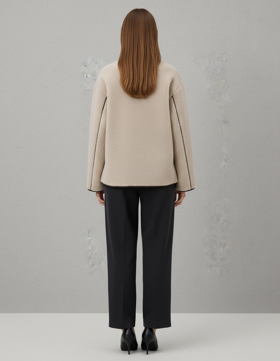 Damen-Teddyjacke mit Knebelverschluss